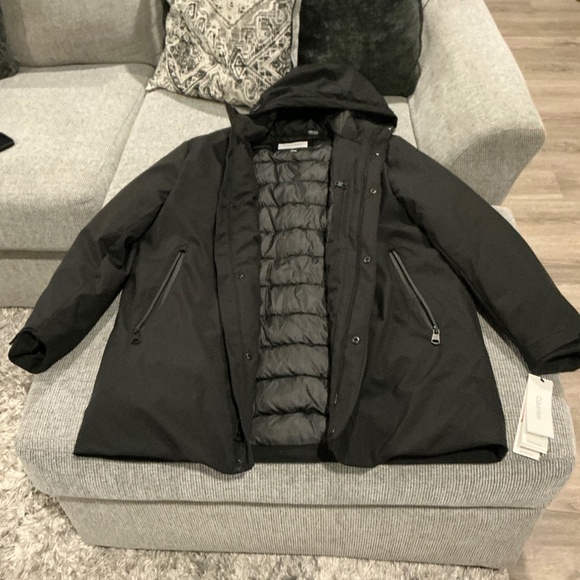 Calvin Klein Hooded Water Resistant Stadium Jacket Men’s Large - Picture 1 of 2